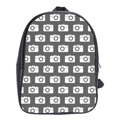 Modern Chic Vector Camera Illustration Pattern School Bag (large) by GardenOfOphir