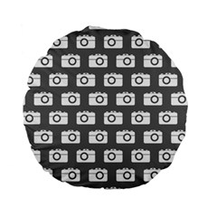 Modern Chic Vector Camera Illustration Pattern Standard 15  Premium Round Cushions by GardenOfOphir