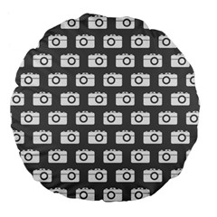 Modern Chic Vector Camera Illustration Pattern Large 18  Premium Flano Round Cushions by GardenOfOphir