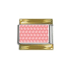 Coral Pink Gerbera Daisy Vector Tile Pattern Gold Trim Italian Charm (9mm) by GardenOfOphir