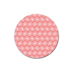 Coral Pink Gerbera Daisy Vector Tile Pattern Magnet 3  (round) by GardenOfOphir