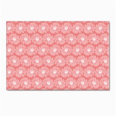 Coral Pink Gerbera Daisy Vector Tile Pattern Postcard 4 x 6  (pkg Of 10) by GardenOfOphir