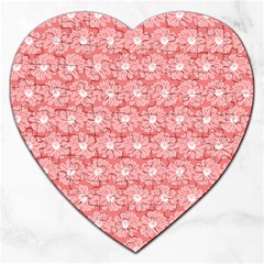 Coral Pink Gerbera Daisy Vector Tile Pattern Jigsaw Puzzle (heart) by GardenOfOphir