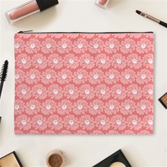 Coral Pink Gerbera Daisy Vector Tile Pattern Cosmetic Bag (xl) by GardenOfOphir