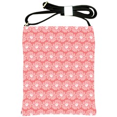 Coral Pink Gerbera Daisy Vector Tile Pattern Shoulder Sling Bag by GardenOfOphir