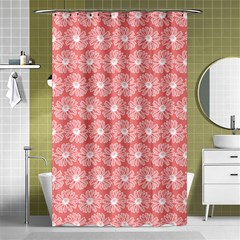 Coral Pink Gerbera Daisy Vector Tile Pattern Shower Curtain 48  X 72  (small)  by GardenOfOphir