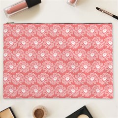 Coral Pink Gerbera Daisy Vector Tile Pattern Cosmetic Bag (xxl) by GardenOfOphir