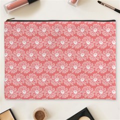 Coral Pink Gerbera Daisy Vector Tile Pattern Cosmetic Bag (xxxl) by GardenOfOphir