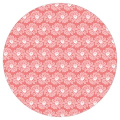 Coral Pink Gerbera Daisy Vector Tile Pattern Round Trivet by GardenOfOphir