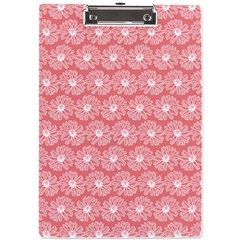 Coral Pink Gerbera Daisy Vector Tile Pattern A4 Acrylic Clipboard by GardenOfOphir