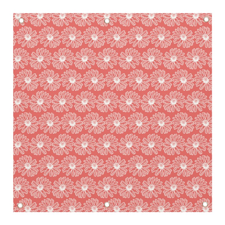 Coral Pink Gerbera Daisy Vector Tile Pattern Banner and Sign 3  x 3 