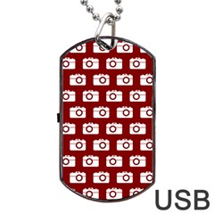 Modern Chic Vector Camera Illustration Pattern Dog Tag Usb Flash (two Sides) by GardenOfOphir