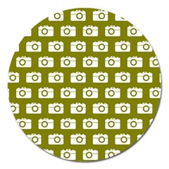 Modern Chic Vector Camera Illustration Pattern Magnet 5  (round) by GardenOfOphir