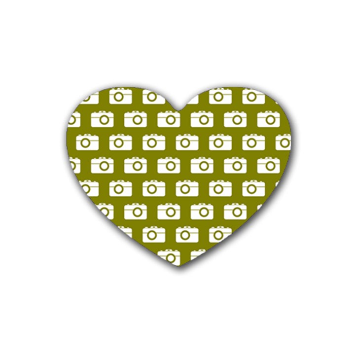 Modern Chic Vector Camera Illustration Pattern Rubber Coaster (Heart)