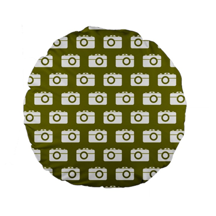 Modern Chic Vector Camera Illustration Pattern Standard 15  Premium Round Cushions