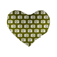 Modern Chic Vector Camera Illustration Pattern Standard 16  Premium Heart Shape Cushions by GardenOfOphir