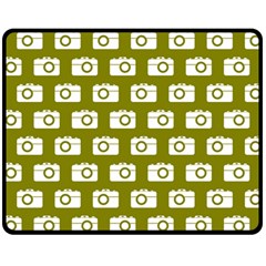 Modern Chic Vector Camera Illustration Pattern Two Sides Fleece Blanket (medium) by GardenOfOphir