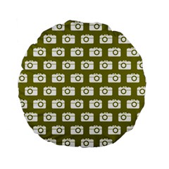 Modern Chic Vector Camera Illustration Pattern Standard 15  Premium Flano Round Cushions by GardenOfOphir