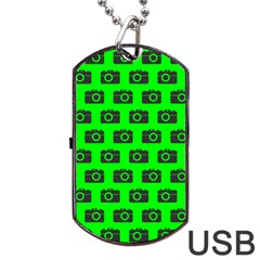 Modern Chic Vector Camera Illustration Pattern Dog Tag Usb Flash (two Sides) by GardenOfOphir