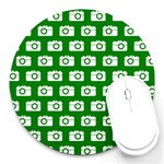 Modern Chic Vector Camera Illustration Pattern Round Mousepad Front