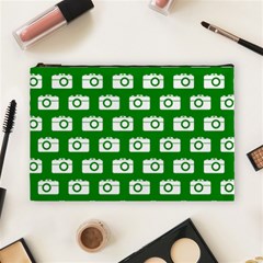 Modern Chic Vector Camera Illustration Pattern Cosmetic Bag (large) by GardenOfOphir