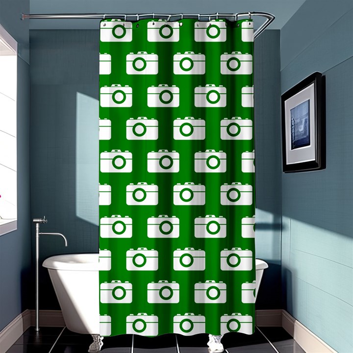 Modern Chic Vector Camera Illustration Pattern Shower Curtain 36  x 72  (Stall) 