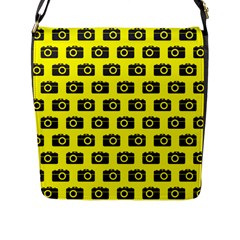 Modern Chic Vector Camera Illustration Pattern Flap Closure Messenger Bag (l) by GardenOfOphir