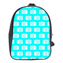 Modern Chic Vector Camera Illustration Pattern School Bag (xl) by GardenOfOphir