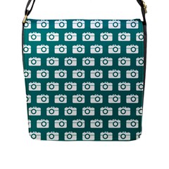 Modern Chic Vector Camera Illustration Pattern Flap Closure Messenger Bag (l) by GardenOfOphir