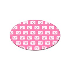 Pink Modern Chic Vector Camera Illustration Pattern Sticker Oval (100 Pack) by GardenOfOphir