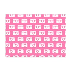 Pink Modern Chic Vector Camera Illustration Pattern Sticker A4 (10 Pack) by GardenOfOphir