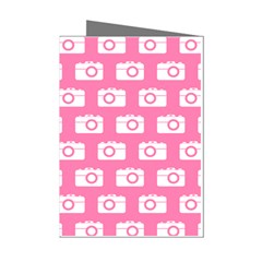 Pink Modern Chic Vector Camera Illustration Pattern Mini Greeting Cards (pkg Of 8)