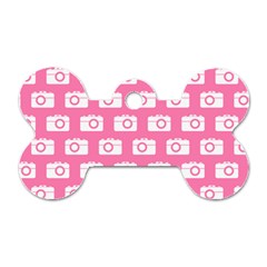 Pink Modern Chic Vector Camera Illustration Pattern Dog Tag Bone (one Side) by GardenOfOphir