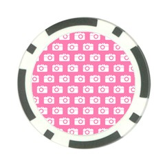 Pink Modern Chic Vector Camera Illustration Pattern Poker Chip Card Guard