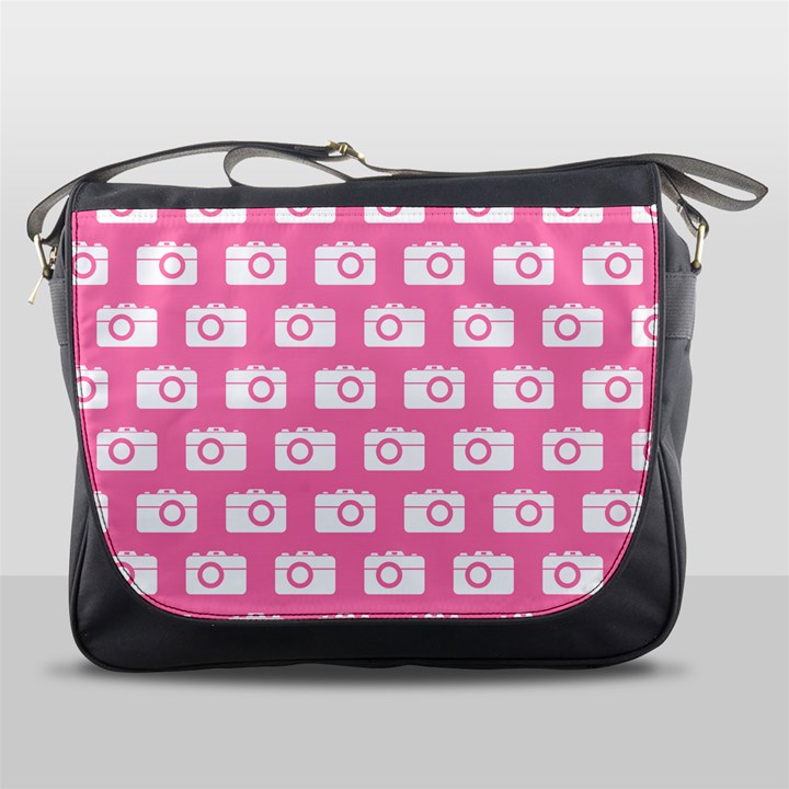 Pink Modern Chic Vector Camera Illustration Pattern Messenger Bag