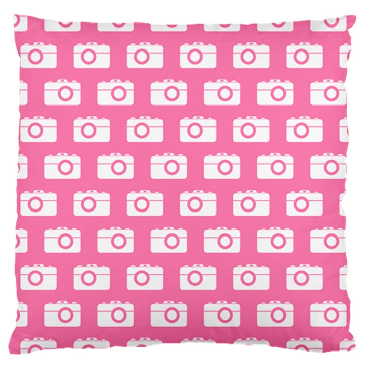 Pink Modern Chic Vector Camera Illustration Pattern Large Cushion Case (Two Sides)