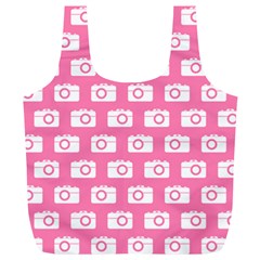 Pink Modern Chic Vector Camera Illustration Pattern Full Print Recycle Bag (xl) by GardenOfOphir