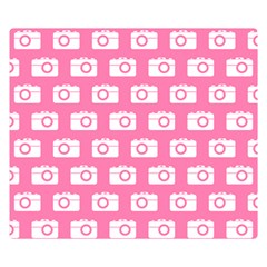 Pink Modern Chic Vector Camera Illustration Pattern Two Sides Premium Plush Fleece Blanket (small) by GardenOfOphir