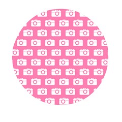 Pink Modern Chic Vector Camera Illustration Pattern Mini Round Pill Box (pack Of 5) by GardenOfOphir