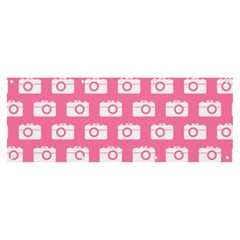 Pink Modern Chic Vector Camera Illustration Pattern Banner And Sign 8  X 3  by GardenOfOphir