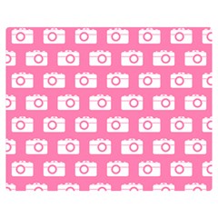 Pink Modern Chic Vector Camera Illustration Pattern Premium Plush Fleece Blanket (medium)