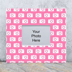 Pink Modern Chic Vector Camera Illustration Pattern White Wall Photo Frame 5  X 7  by GardenOfOphir