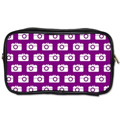 Modern Chic Vector Camera Illustration Pattern Toiletries Bag (two Sides) by GardenOfOphir