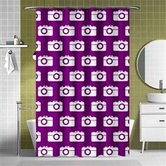 Modern Chic Vector Camera Illustration Pattern Shower Curtain 48  X 72  (small)  by GardenOfOphir