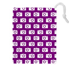 Modern Chic Vector Camera Illustration Pattern Drawstring Pouch (5xl) by GardenOfOphir