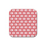 Modern Chic Vector Camera Illustration Pattern Rubber Square Coaster (4 pack) Front