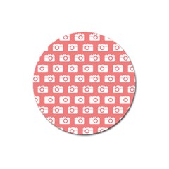 Modern Chic Vector Camera Illustration Pattern Magnet 3  (round) by GardenOfOphir