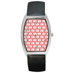 Modern Chic Vector Camera Illustration Pattern Barrel Style Metal Watch by GardenOfOphir