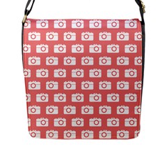 Modern Chic Vector Camera Illustration Pattern Flap Closure Messenger Bag (l) by GardenOfOphir