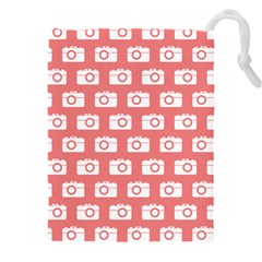 Modern Chic Vector Camera Illustration Pattern Drawstring Pouch (4xl) by GardenOfOphir